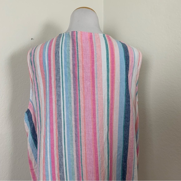 Time And Tru Linen Blend Stripe Tank Top Women’s XL 16/18 Sleeveless Colorful - Picture 8 of 14